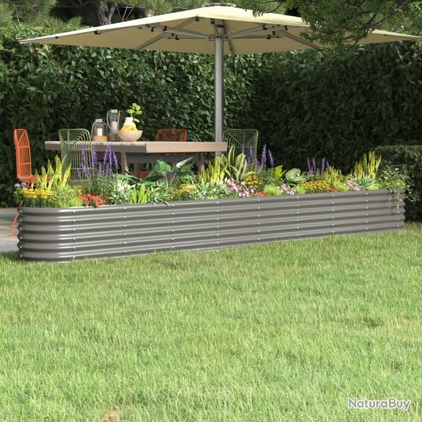 Lit sur�lev� de jardin Acier enduit de poudre 332x40x36 cm gris