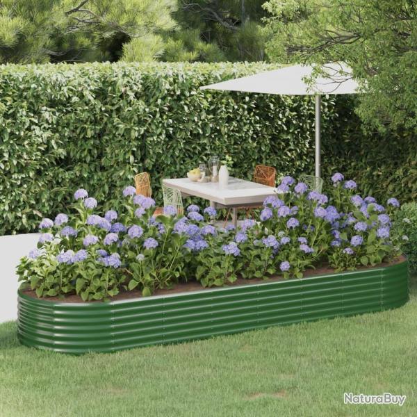 Lit sur�lev� de jardin Acier enduit de poudre 322x100x36cm Vert