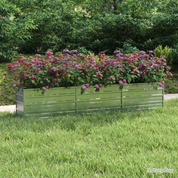 Lit sur�lev� de jardin 240x40x45 cm Acier galvanis� Argent�