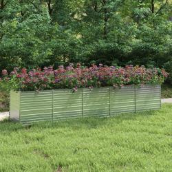 Lit sur&eacute;lev&eacute; de jardin 400x80x77 cm Acier galvanis&eacute; Argent&eacute;