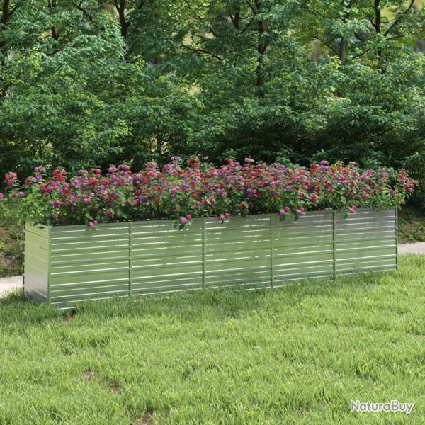 Lit sur�lev� de jardin 400x80x77 cm Acier galvanis� Argent�