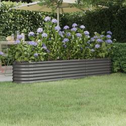 Lit sur&eacute;lev&eacute; de jardin Acier enduit de poudre 224x40x36 cm gris