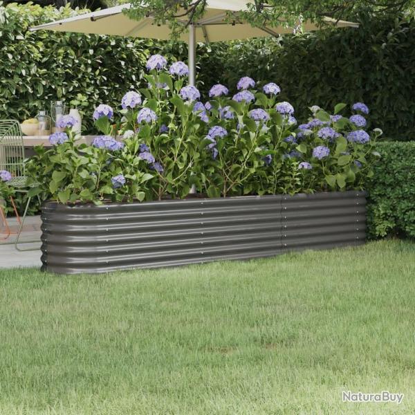 Lit sur�lev� de jardin Acier enduit de poudre 224x40x36 cm gris