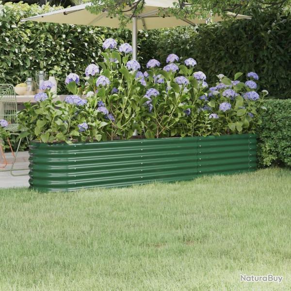 Lit surlev de jardin Acier enduit de poudre 224x40x36 cm Vert alsavelo