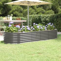 Lit sur&eacute;lev&eacute; de jardin Acier enduit de poudre 224x80x36 cm gris