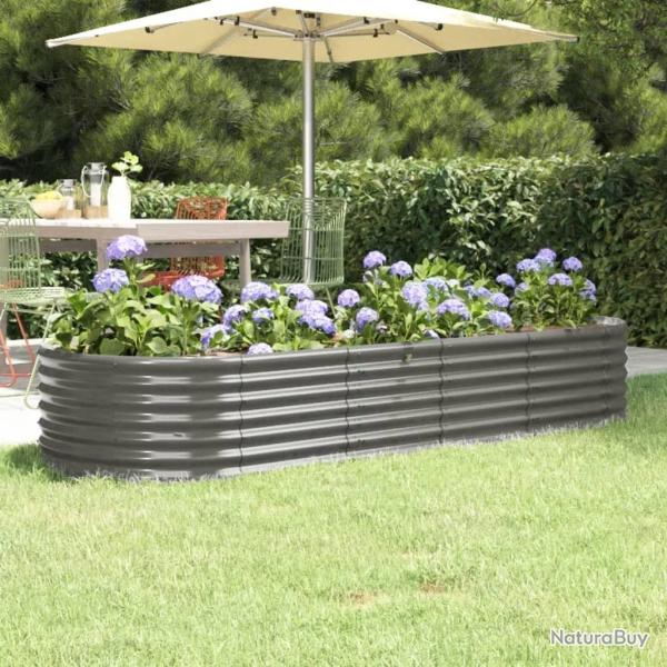 Lit sur�lev� de jardin Acier enduit de poudre 224x80x36 cm gris alsavelo