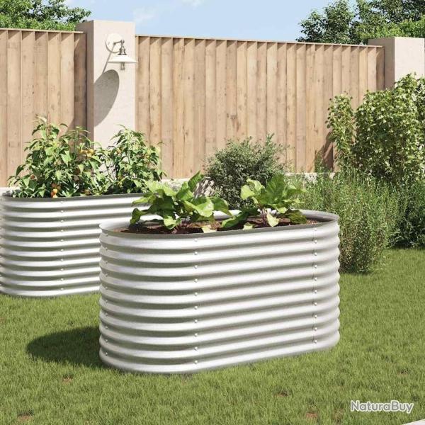 Lit sur�lev� de jardin 160x80x81 cm Acier galvanis� Argent�