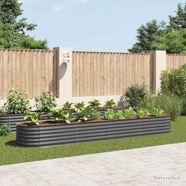 Lit sur�lev� de jardin 400x80x44 cm Acier galvanis� Gris