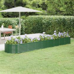 Lit sur&eacute;lev&eacute; de jardin Acier enduit de poudre 368x80x36 cm Vert alsavelo