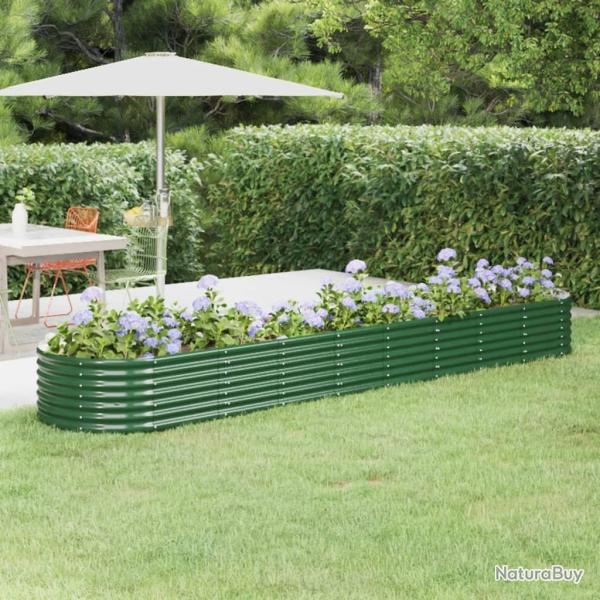 Lit surlev de jardin Acier enduit de poudre 368x80x36 cm Vert alsavelo