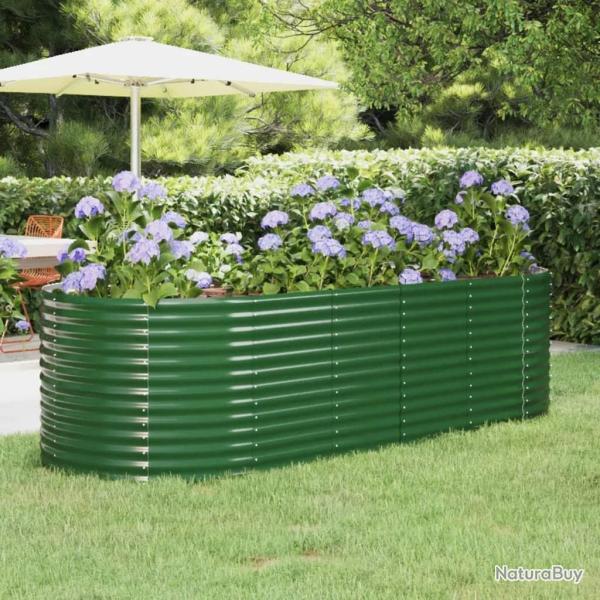 Lit surlev de jardin Acier enduit de poudre 249x100x68cm Vert alsavelo
