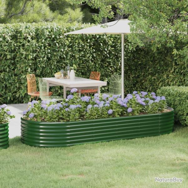 Lit sur�lev� de jardin Acier enduit de poudre 249x100x36cm Vert alsavelo