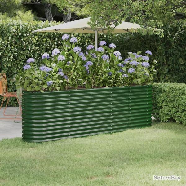 Lit surlev de jardin Acier enduit de poudre 224x40x68 cm Vert alsavelo