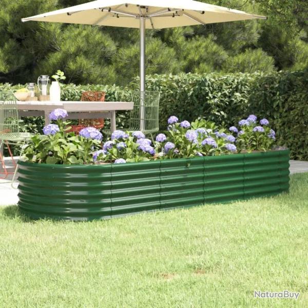 Lit surlev de jardin Acier enduit de poudre 224x80x36 cm Vert alsavelo