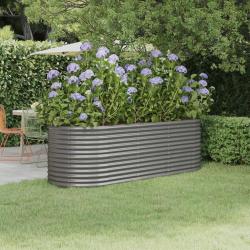 Lit sur&eacute;lev&eacute; de jardin Acier enduit de poudre 224x80x68 cm gris