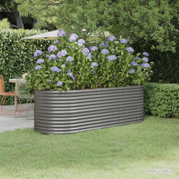 Lit sur�lev� de jardin Acier enduit de poudre 224x80x68 cm gris alsavelo