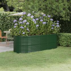 Lit sur&eacute;lev&eacute; de jardin Acier enduit de poudre 224x80x68 cm Vert alsavelo