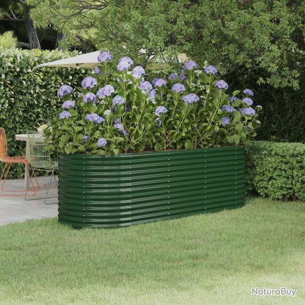 Lit surlev de jardin Acier enduit de poudre 224x80x68 cm Vert alsavelo