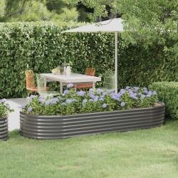 Lit sur&eacute;lev&eacute; de jardin Acier enduit de poudre 249x100x36cm gris