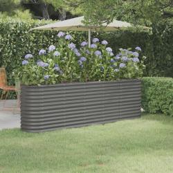 Lit sur&eacute;lev&eacute; de jardin Acier enduit de poudre 224x40x68 cm gris