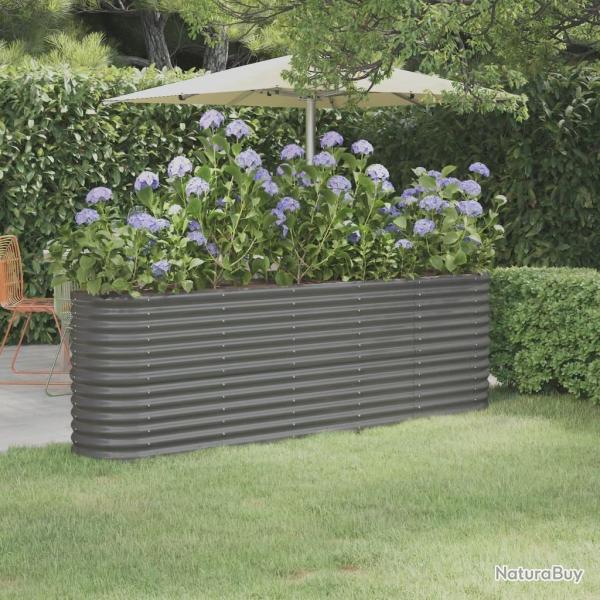 Lit sur�lev� de jardin Acier enduit de poudre 224x40x68 cm gris