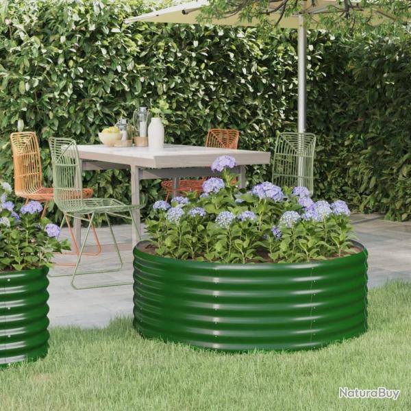 Lit sur�lev� de jardin Acier enduit de poudre 100x100x36cm Vert