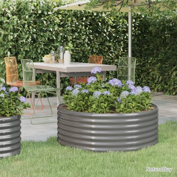 Lit sur�lev� de jardin Acier enduit de poudre 100x100x36cm gris alsavelo