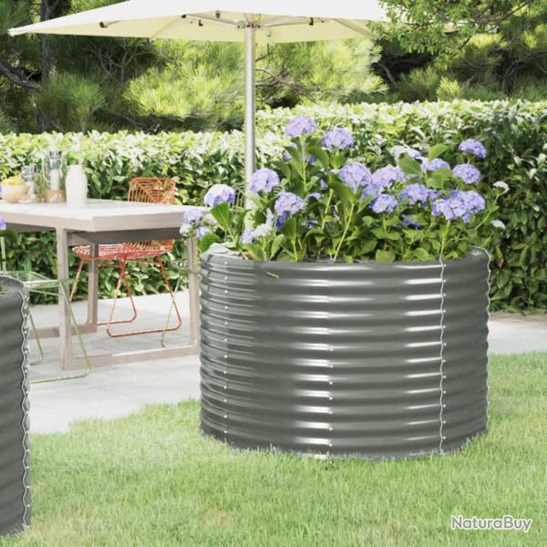 Lit sur�lev� de jardin Acier enduit de poudre 100x100x68cm gris