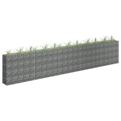 Lit sur&eacute;lev&eacute; &agrave; gabion Acier galvanis&eacute; 450x30x90 cm alsavelo