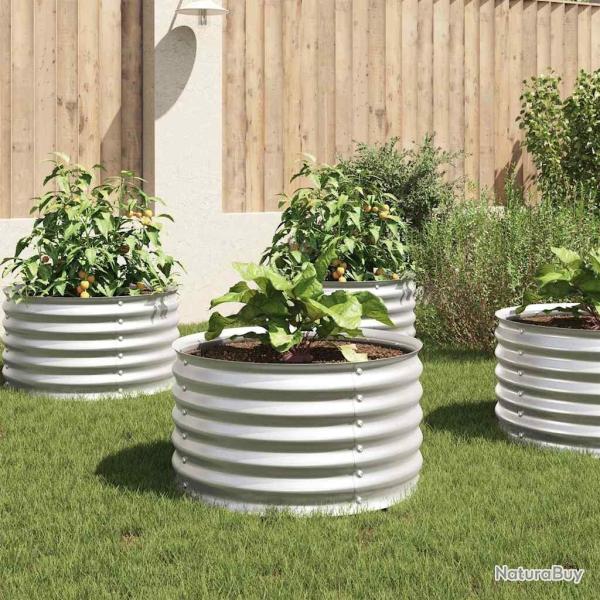 Lit sur�lev� de jardin 80x80x44 cm Acier galvanis� Argent�