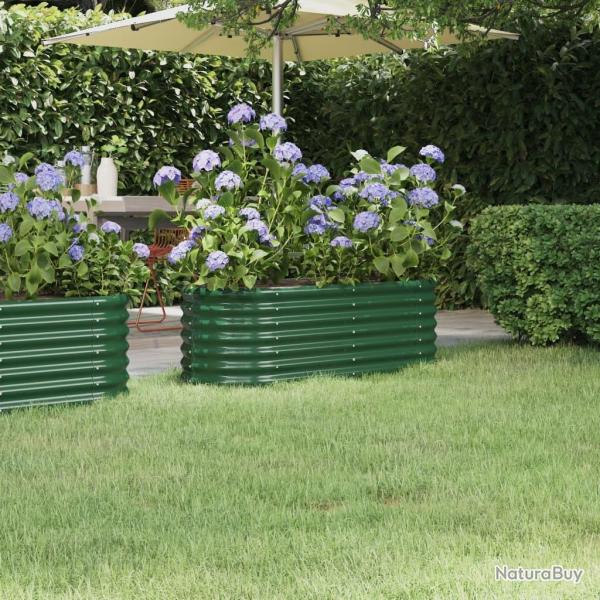 Lit sur�lev� de jardin Acier enduit de poudre 114x40x36 cm Vert alsavelo