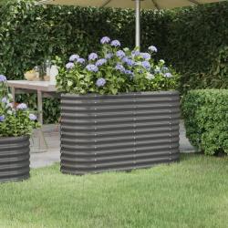 Lit sur&eacute;lev&eacute; de jardin Acier enduit de poudre 114x40x68 cm gris