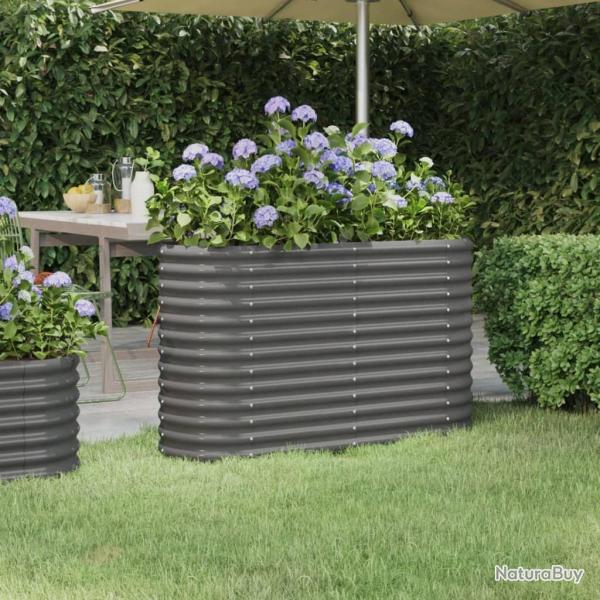 Lit sur�lev� de jardin Acier enduit de poudre 114x40x68 cm gris