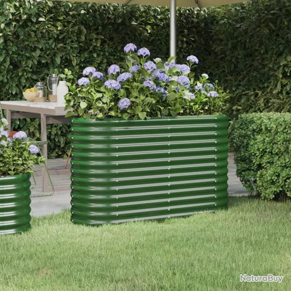 Lit surlev de jardin Acier enduit de poudre 114x40x68 cm Vert alsavelo