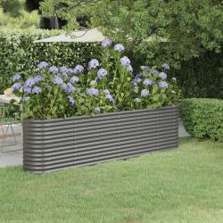 Lit sur&eacute;lev&eacute; de jardin Acier enduit de poudre 260x40x68 cm gris
