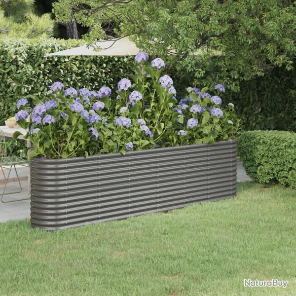 Lit sur�lev� de jardin Acier enduit de poudre 260x40x68 cm gris alsavelo