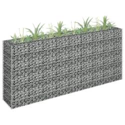 Lit sur&eacute;lev&eacute; &agrave; gabion Acier galvanis&eacute; 180x30x90 cm alsavelo