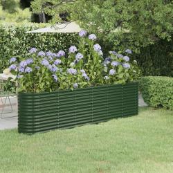 Lit sur&eacute;lev&eacute; de jardin Acier enduit de poudre 260x40x68 cm Vert alsavelo