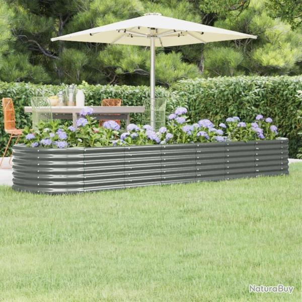 Lit sur�lev� de jardin Acier enduit de poudre 296x80x36 cm gris