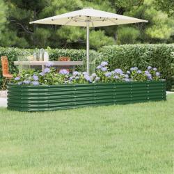 Lit sur&eacute;lev&eacute; de jardin Acier enduit de poudre 296x80x36 cm Vert