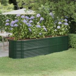 Lit sur&eacute;lev&eacute; de jardin Acier enduit de poudre 296x80x68 cm Vert