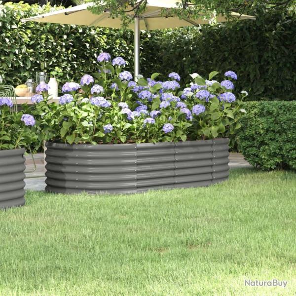 Lit surlev de jardin Acier enduit de poudre 152x80x36 cm gris alsavelo