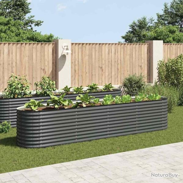 Lit sur�lev� de jardin 400x80x81 cm Acier galvanis� Gris