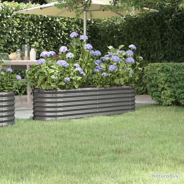 Lit surlev de jardin Acier enduit de poudre 152x40x36 cm gris alsavelo