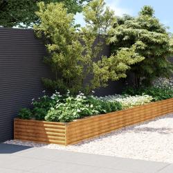 Lit sur&eacute;lev&eacute; de jardin 579 x 100 x 36 cm acier corten