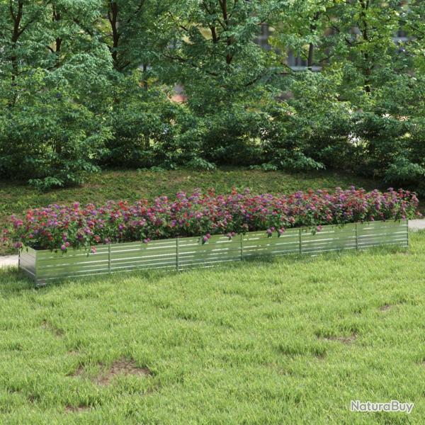 Lit sur�lev� de jardin 600x80x45 cm Acier galvanis� Argent�