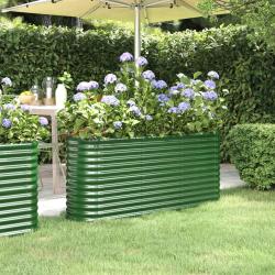 Lit sur&eacute;lev&eacute; de jardin Acier enduit de poudre 152x40x68 cm Vert alsavelo