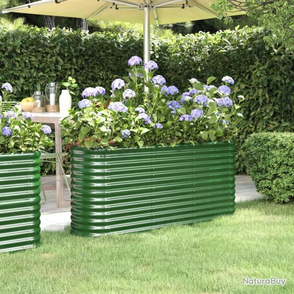 Lit sur�lev� de jardin Acier enduit de poudre 152x40x68 cm Vert
