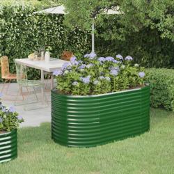 Lit sur&eacute;lev&eacute; de jardin Acier enduit de poudre 152x80x68 cm Vert