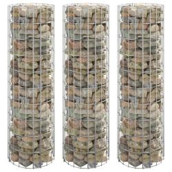 Lit sur&eacute;lev&eacute; &agrave; gabion circulaire 3pcs Acier galvanis&eacute; &Oslash;30x100cm alsavelo